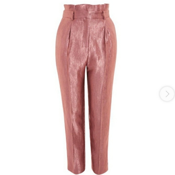 Topshop Pants - Topshop metallic pink paperbag pants